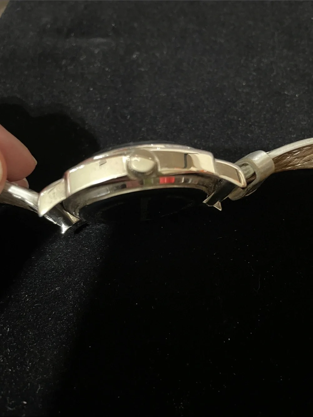 Dooney & Bourke Silver Quilted Leather Strap Watch with Gold Accents.
